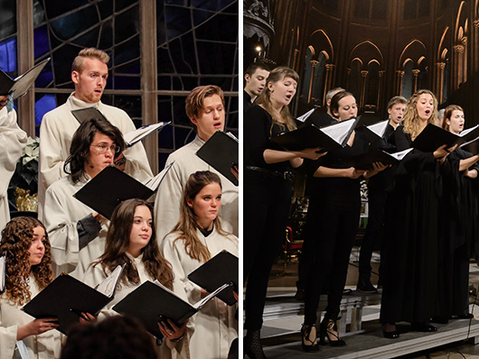 Choral singers performing onstage