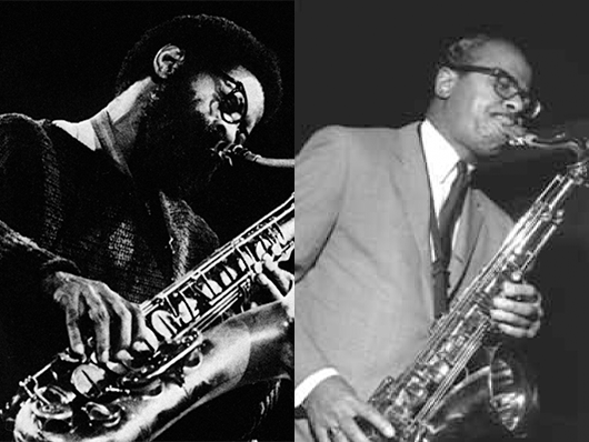 A side-by-side collage of Benny Golson and Joe Henderson playing saxophone.