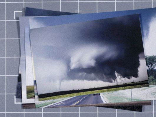 Images of storms on a gridded mat