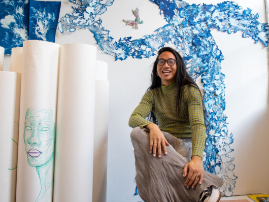 artist sitting in studio