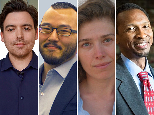 Side by side portraits of Daniel Shanahan, James Lee, Özge Samanci, and Sylvester Johnson