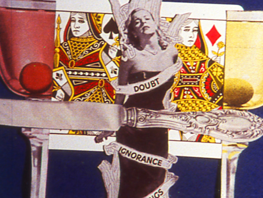 collage of playing cards and magazine cutouts