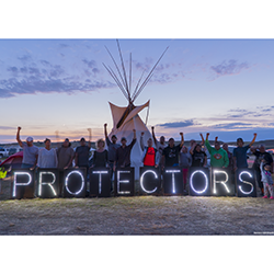 "Protectors" #noDAPL message. Photo credit: Joe Brusky, Overpass Light Brigade