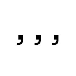 three black single quotation marks on white background