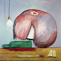 Philip Guston, Head and Bottle, dated 1978.