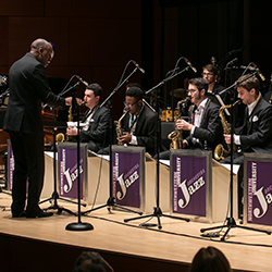 Jarrard Harris conducting the Northwestern University Jazz Orchestra