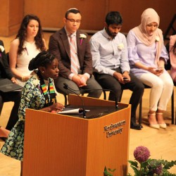 student speaking at baccalaureate