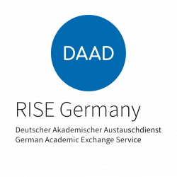 DAAD RISE logo of globe and text that reads, "RISE Germany - Deutscher Akademischer Austauschdienst - German Academic Exchange Service"