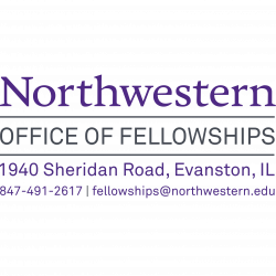 Office of Fellowships logo with contact information.  1940 Sheridan Rd, Evanston, IL, 847-491-2617, fellowships@northwestern.edu
