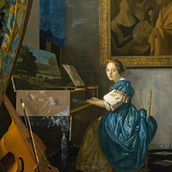 Painting of a woman playing a virginal