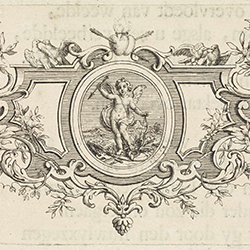 Black and white print of a cupid Bernard Picart