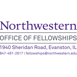 Northwestern University Office of Fellowships Contact information in a square logo