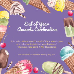 ice cream border on purple background with the headline 'end of year awards celebration'