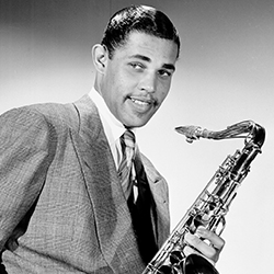 Dexter Gordon with his saxophone