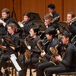 Symphonic Band musicians onstage