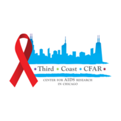 Logo with red ribbon and name "Third Coast Center for AIDS Research"