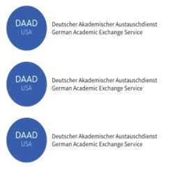 Logo with DAAD USA  inside a blue circle