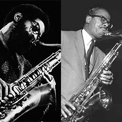 A side-by-side collage of Benny Golson and Joe Henderson playing saxophone.