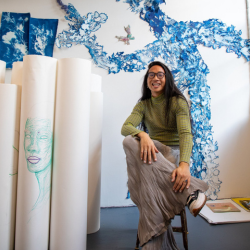 artist sitting in studio