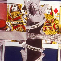 collage of playing cards and magazine cutouts